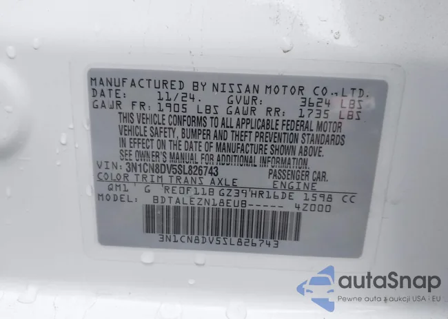 3N1CN8DV5SL826743: 43931914