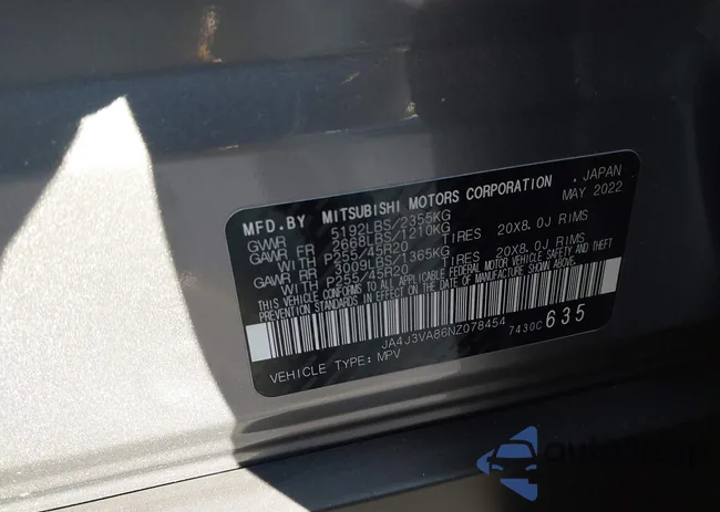 JA4J3VA86NZ078454: 43932089