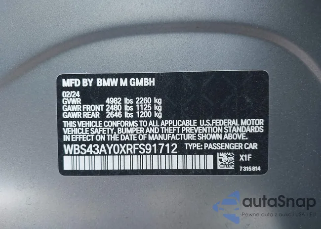 WBS43AY0XRFS91712: 43932111