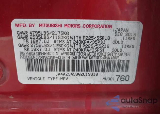 JA4AZ3A38GZ019318: 43932263