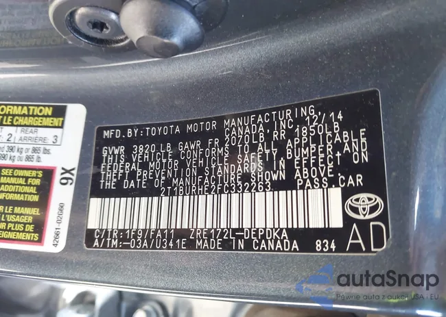 2T1BURHE2FC332263: 43932310