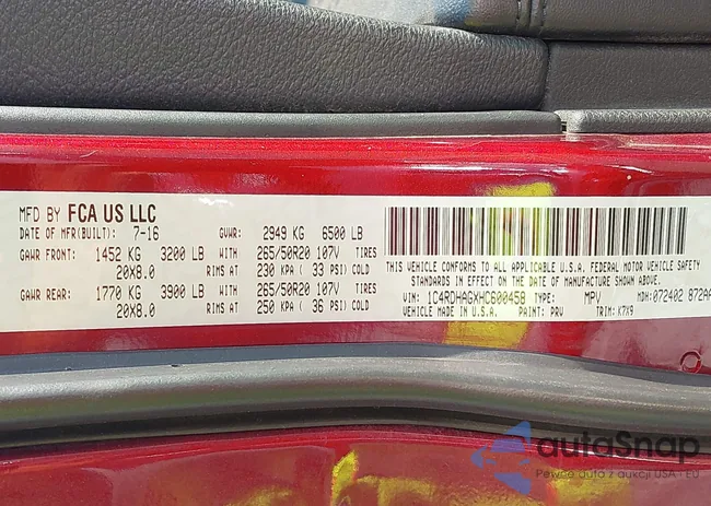 1C4RDHAGXHC600458: 43931461