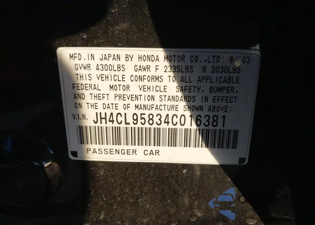 JH4CL95834C016381: 43931587