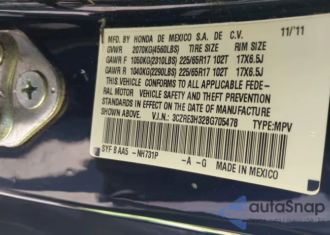 3CZRE3H32BG705478: 43931770