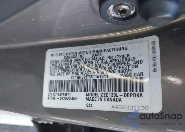 2T1BR32E73C151811: 43932831