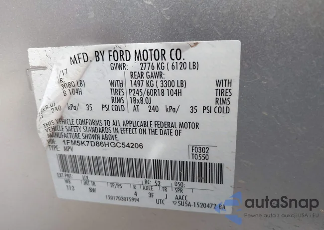 1FM5K7D86HGC54206: 43932844