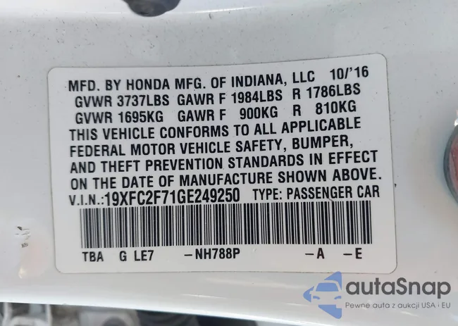 19XFC2F71GE249250: 43932895