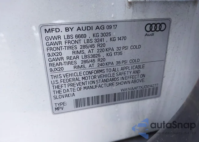 WA1VAAF7XJD014277: 43933093