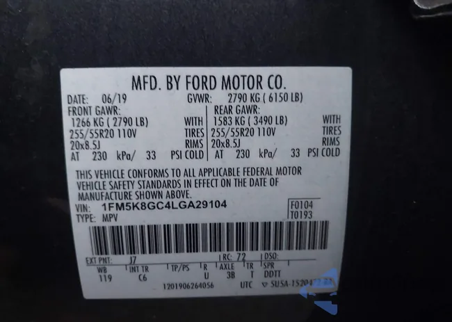 1FM5K8GC4LGA29104: 43933099