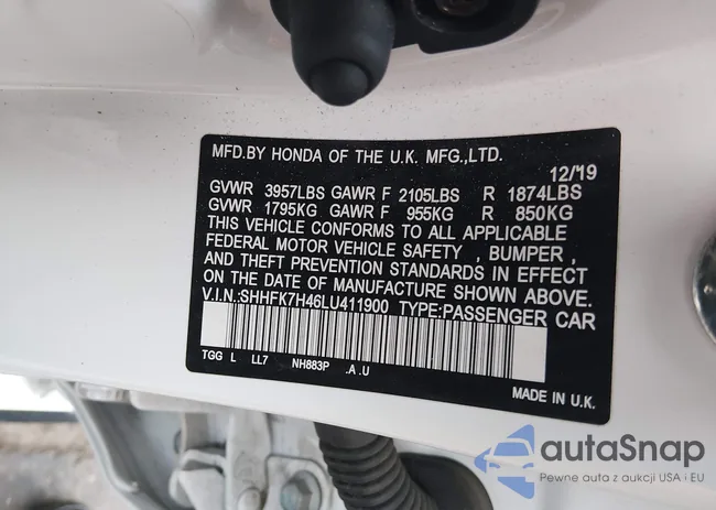 SHHFK7H46LU411900: 43933209