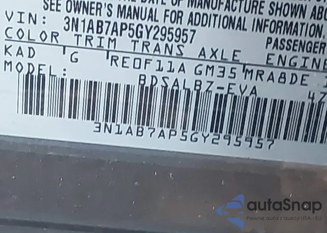 3N1AB7AP5GY295957: 43933313