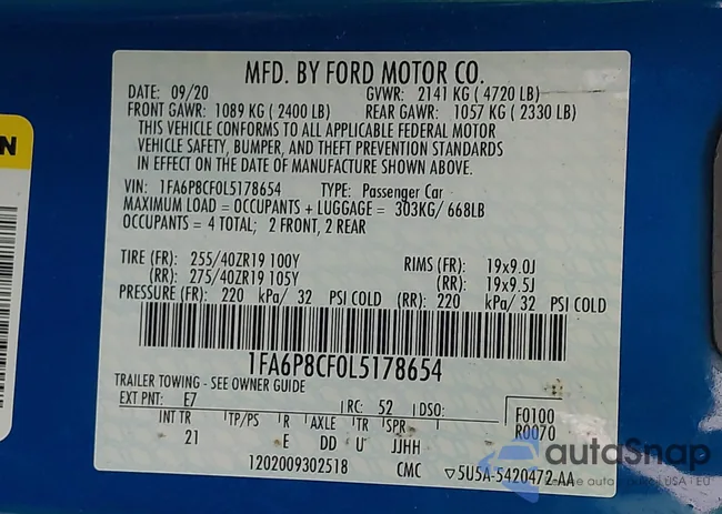 1FA6P8CF0L5178654: 43932392