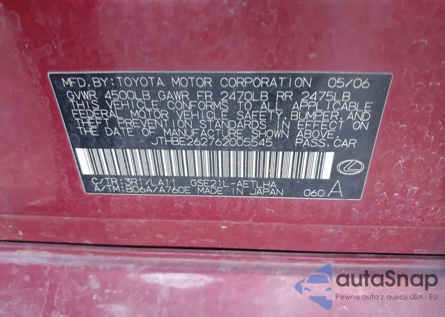 JTHBE262762005545: 43932461