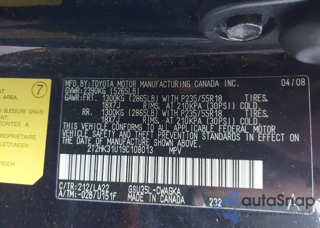 2T2HK31U19C108013: 43932653