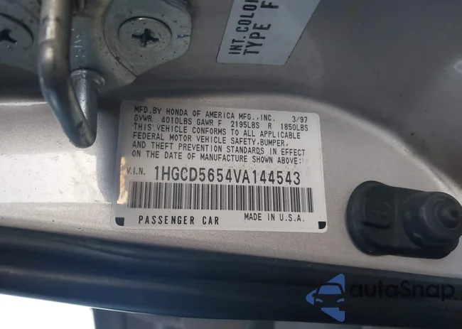 1HGCD5654VA144543: 43933807