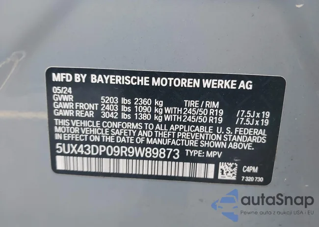 5UX43DP09R9W89873: 43933862