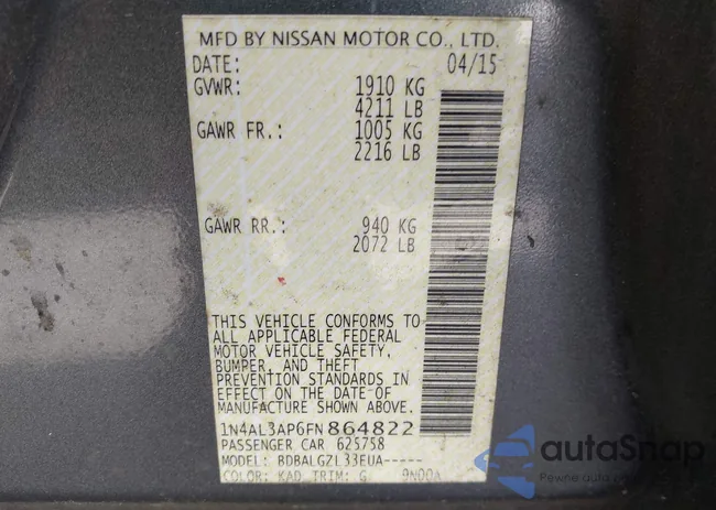 1N4AL3AP6FN864822: 43933926