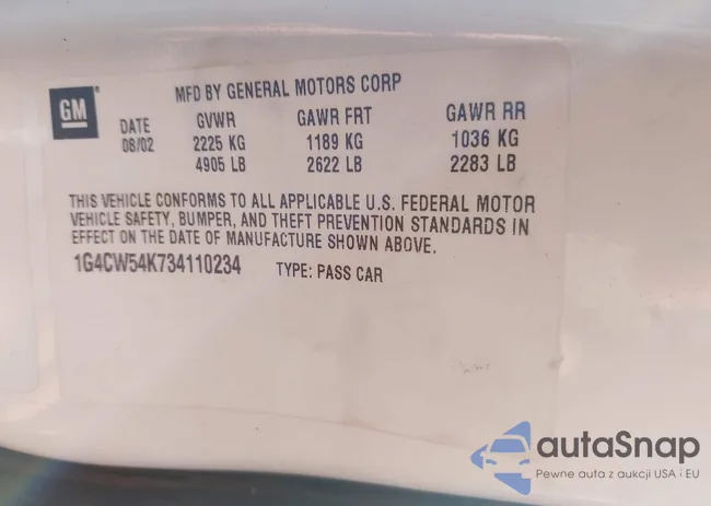 1G4CW54K734110234: 43934098