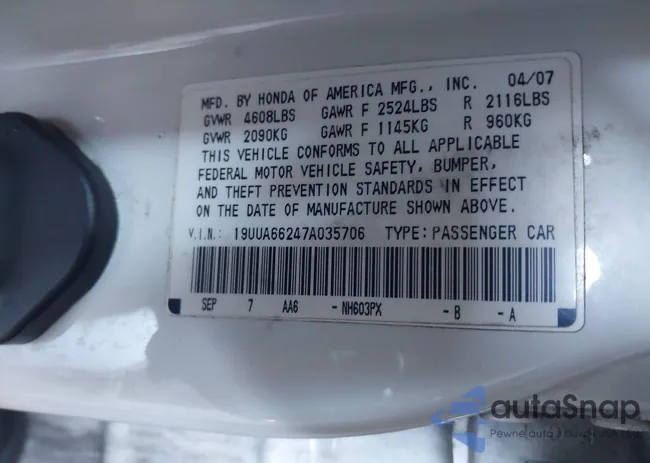 19UUA66247A035706: 43934211