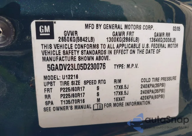 5GADV23L05D230076: 43934223