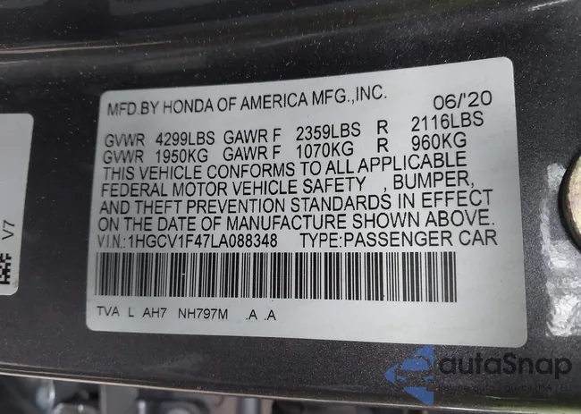 1HGCV1F47LA088348: 43934333