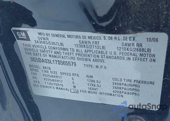 3G5DA03L17S565579: 43934340