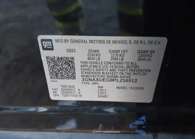 3GNAXUEG9PL216513: 43934341