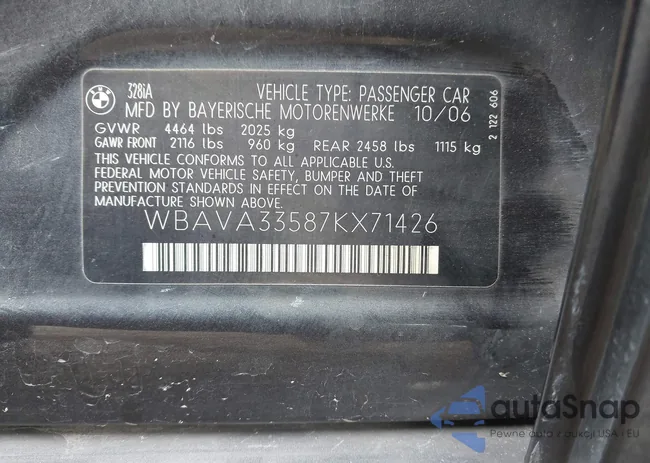 WBAVA33587KX71426: 43933458