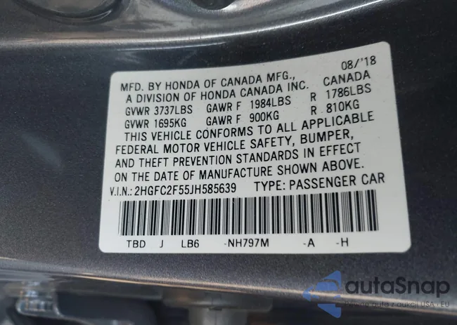 2HGFC2F55JH585639: 43933545