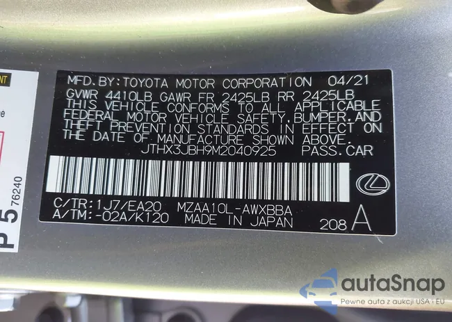 JTHX3JBH9M2040925: 43933601