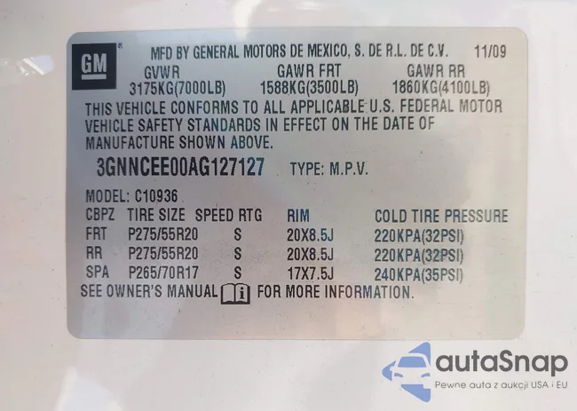 3GNNCEE00AG127127: 43933690