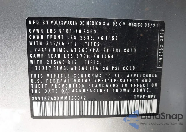 3VV1B7AXXMM130942: 43934843