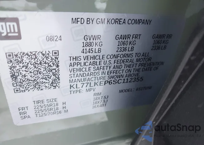 KL77LKEP6SC112355: 43934897