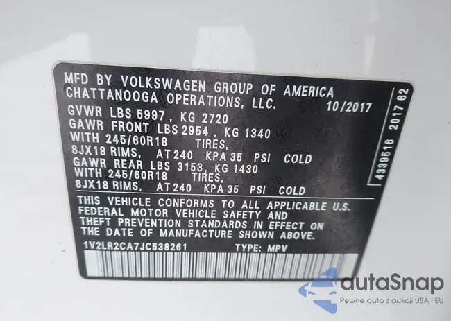 1V2LR2CA7JC538261: 43935019