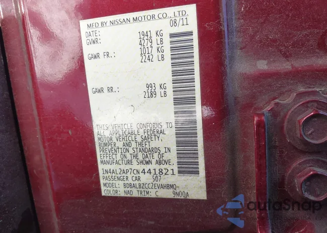 1N4AL2AP7CN441821: 43935345