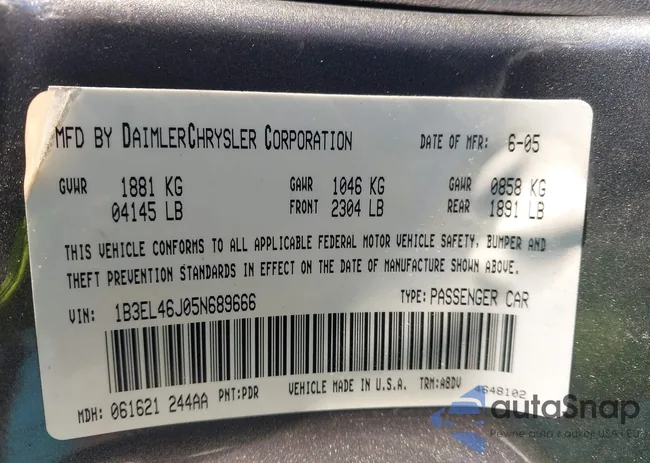 1B3EL46J05N689666: 43934395