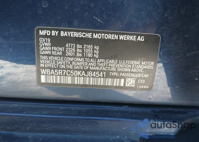 WBA5R7C50KAJ84541: 43934480