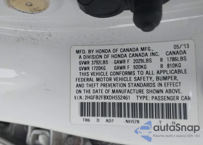 2HGFB2F8XDH552461: 43934527