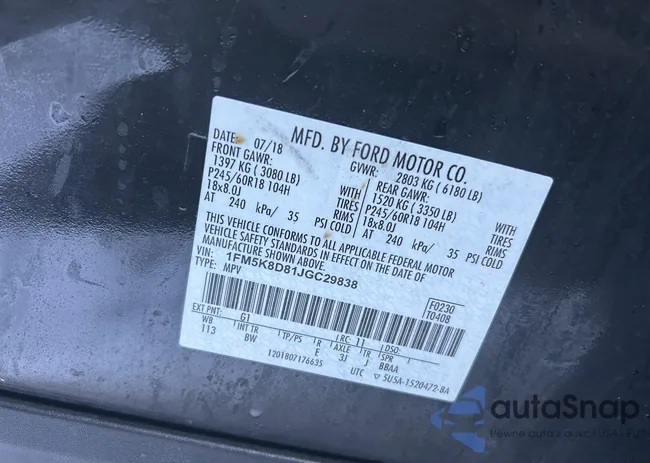 1FM5K8D81JGC29838: 43934685