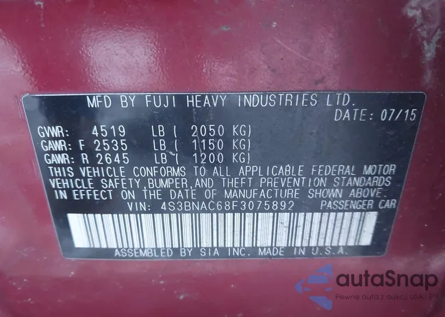 4S3BNAC68F3075892: 43935774