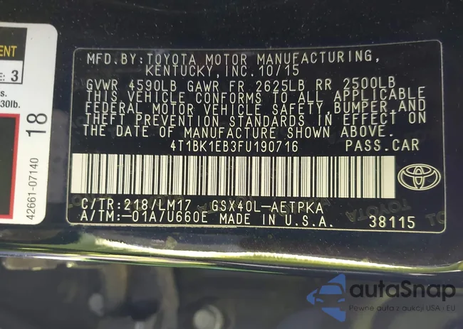 4T1BK1EB3FU190716: 43935847