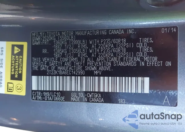 2T2ZK1BA6EC142990: 43935861