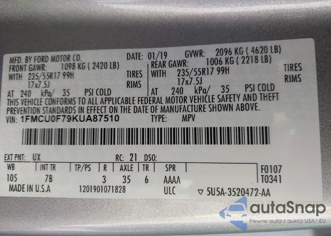 1FMCU0F79KUA87510: 43935960