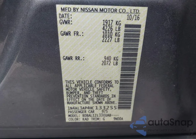 1N4AL3AP4HC133255: 43935965