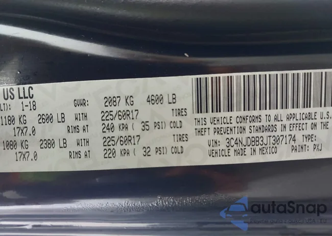 3C4NJDBB3JT307174: 43935990