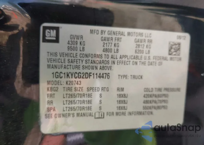 1GC1KYCG2DF114476: 43936028