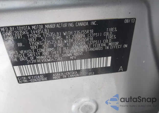 2T3YFREV9DW042582: 43936068