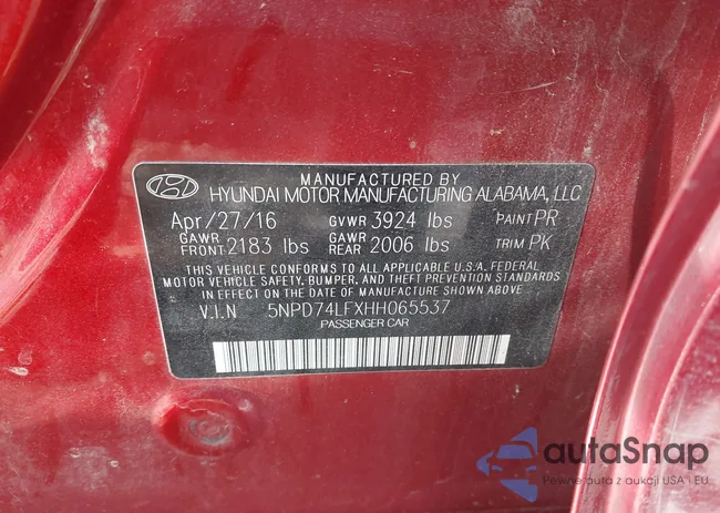 5NPD74LFXHH065537: 43936077