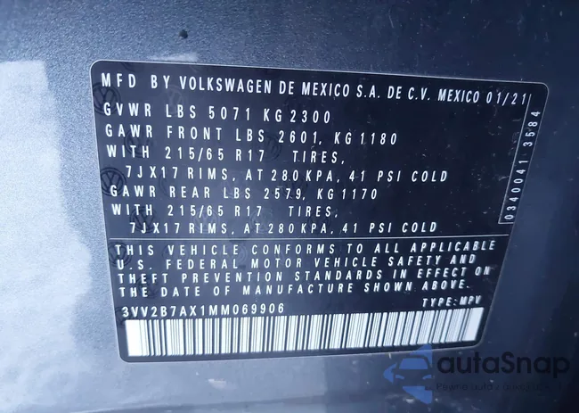 3VV2B7AX1MM069906: 43936079