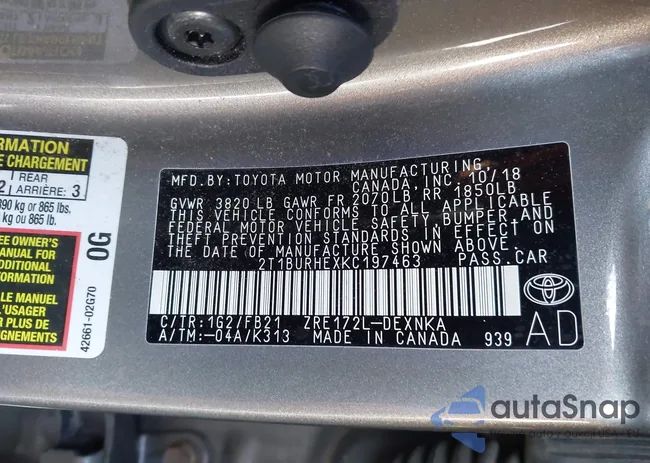 2T1BURHEXKC197463: 43936219